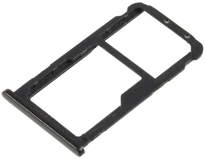 jbTec Dual SIM-Tray/SD-Card Karten-Halter kompatibel mit Huawei Mate 10 Lite - Slot Schlitten Rahmen, Farbe:Schwarz
