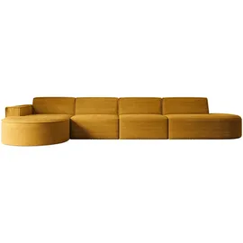 altdecor Ecksofa in L-Form Corner Sofa Bett Eckcouch Couch Wohnlandschaft Cauchsofa MARI-L3-406x165x78 cm Senfgelb