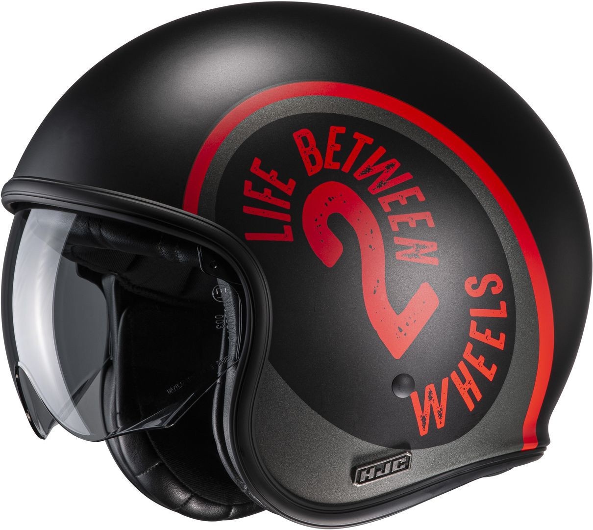 HJC V30 Harvey Jet Helm, zwart-rood, L