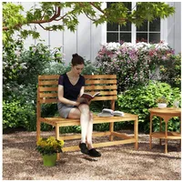 Outsunny 2-Sitzer Gartenbank Holz, wetterfest Sitzbank, UV-Beständig Gartenmöbel mit