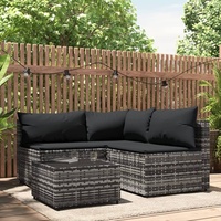 SECOLI Gartensofa Rattan Balkonmöbel Kleiner Balkon Garten Lounge Gartenmöbel Set Rattan Balkonsofa Loungemöbel Terrasse Terrassenmöbel-Grau-4-tlg