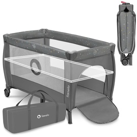 Lionelo Stefi Plus 2-in-1 Reisebett und Laufstall bis 15 kg Babybett Kinderreisebett mit Matratze Seitlicher Eingang mit Reißverschluss Hochwertige Schaumstoffmatratze