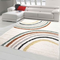 Teppich-Traum Designerteppich für Gästezimmer | allergikerfreundlich | Halbkreis-Formen in Pastellfarben, Größe 120x170 cm