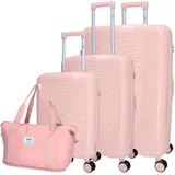 TheTrueC 4-Rad Kofferset 4-teilig mit Reisetasche Paris rose : 82-pink - Rosa