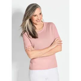 GOLDNER Kurzgröße Kaschmir-Halbarmpullover mit Rundhals Rosa 24