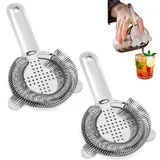 Edelstahl Cocktail Strainer,2 Stück Cocktail Sieb,Feines Cocktailsieb,Bar Sieb für Barkeeper und Heimgebrauch