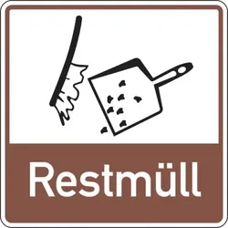 Aufkleber Abfallkennzeichen, Restmüll, Folie - 100 x 100 mm Folie selbstklebend