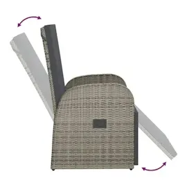 vidaXL Polyrattan Garten-Liegestuhl 57 x 69 x 106 cm grau inkl. Kissen 2 St.