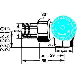 HEIMEIER Thermostatventil DN15 Winkeleck Rotguss