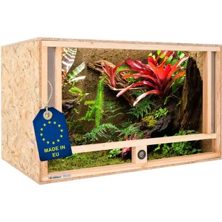 ITA Holz Terrarium 100x60x60 cm mit Frontbelüftung & Integriertem Hygrometer - Holzterrarium aus OSB-3 Platten - Terrarien für Reptilien, Schlangen, Amphibien - EU Produkt, FSC Zertifiziert