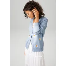 Aniston CASUAL Strickjacke in Blau-Weiß-Gelb 36