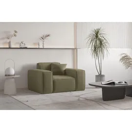Fun Möbel Sessel CELES PREMIUM Stoff Opera Velvet 80 x 80 x 100 cm Olivgrün mit Zierkissen