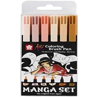 Sakura Koi Coloring Brush Pen Pinselstift Manga-Set sortiert, 6er-Set (POXBRMAN6)