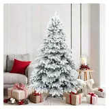vidaXL Künstlicher Scharnier-Weihnachtsbaum schneebedeckt Weiß 180 cm