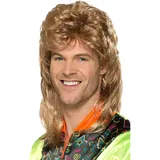 Smiffys Vokuhila Perücke, Braun mit blonden Highlights Halloween