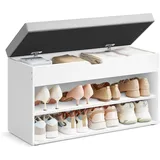 VASAGLE Schuhregal 30 x 80 x 44 cm mit Sitzbank wolkenweiß-Taubengrau