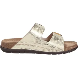 ROHDE Damen Pantolette gemusterter Zweiriemer mit Schnalle Rodigo-D 5872, Größe:37 EU, Farbe:Gold - Gold - 37