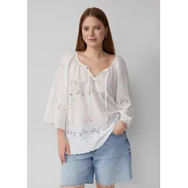 QS Bluse mit Lochspitzen-Details Weiß 48