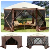 Pavillon-Zelt, 3,6 x 3,6 m, 6-seitiges Pop-up-Camping-Überdachungszelt mit Netzfenstern, tragbarer Tragetasche, Erdnägeln, großen Schattenzelten...