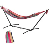 Hängematte Mit Gestell 310x117 Cm Camping Stabhängematte Höhenverstellbar Mit Tragetasche Bis 120 Kg Orange Rot