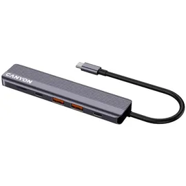Canyon USB-6-in1 HUB USB-C > HDMI/2xUSB-A/SD/1xUSB-C 100W retail - Grau