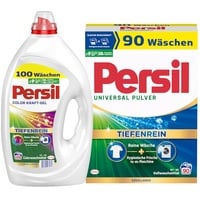 PERSIL-Set Kraft-Gel 100 Waschladungen Color & Pulver 90 Waschladungen Universal, Color- & Vollwaschmittel-Set für reine Wäsche und hygienische Frische für die Maschine