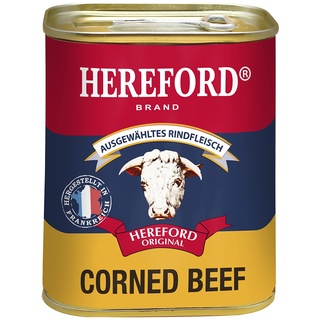 Hereford Corned Beef 340 g I gepökeltes Rindfleisch zerkleinert und in eigenem Saft gekocht I original Hereford Corned Beef I ausgewähltes Rindfleisch