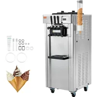 Vevor Kommerzielle Eismaschine Eiscreme-Maschine 21–31 L/h Freistehende Softeismaschine mit 3 Geschmacksrichtungen, 2 x 4,3 L Edelstahlbehälter,...