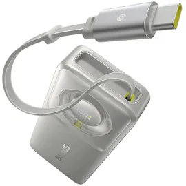 Baseus Free2Pull Powerbank mit Usb-c-anschluss und einziehbarem USB-C-Kabel - grau