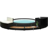 Whirlpool-Umrandung Schwarz Poly Rattan & Massivholz Akazie