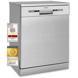 Exquisit Geschirrspüler GSP9614-030B inox | Spülmaschine 60 cm | Aquastop | Maßgedecke: 14 | Auto Türöffner | Restlaufzeiten Anzeige