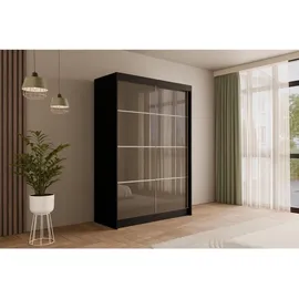 altdecor Schiebetürenschrank PEKA 120 x 215 x 61 cm Schwarz/Grau
