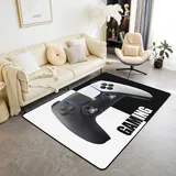 Loussiesd Gamer Dekorative Modern Teppich, Gaming Gamepad Quadratische Outdoor Teppich für Sofa Schlafzimmer Wohnzimmer, Moderne Spielkonsole Controller Schwarz und Weiß Dekorative Teppiche 150x200cm