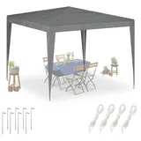 Relaxdays Pavillon, anthrazit, Kunststoff, Metall, 300x250x300 cm, Sonnen- & Stahl, wasserdicht, reißfest, Stecksystem, Partyzelt Garten, 1 Stück