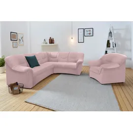 DOMO collection Ecksofa "Sarafina zeitlos&bequem, optional mit Federkern, Breite 240cm, L-Form", rosa (flamingo), B:240cm H:83cm T:190cm, Microfaser PRIMABELLE (100% Polyester) / Struktur (90% Polyester; 10% Polyacryl);Luxus-Microfaser (92% Polyester, 8%