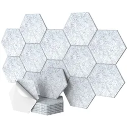 Relaxdays Akustikplatten, 18 Stück, selbstklebend, Hexagon, 30x26 cm, Schalldämmung gegen Lärm, Gaming Deko, grau