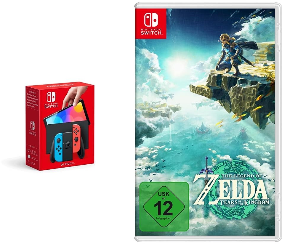 Nintendo Switch (OLED-Modell) Neon-Rot/Neon-Blau + The Legend of Zelda: Tears of the Kingdom