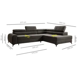 m-punkt Ecksofa Samt 2-Sitzer Grau