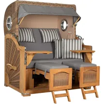 Mr. Deko Strandkorb Düne Grande Bullauge Teak PE Banana Dessin 544