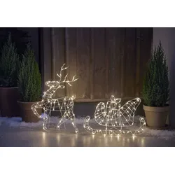 LED-3D Rentier "Atja", mit Schlitten, Metallrahmen