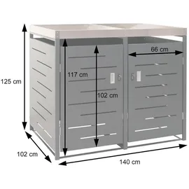 MCW 2er-/4er-Mülltonnenverkleidung H40 125x140x102cm Anthrazit