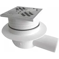 HAK Bodeneinlauf 105x105 Abgang waagerecht, DN50, polierter Edelstahl