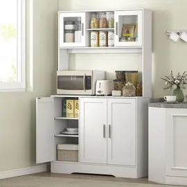 Homcom Küchenschrank Hochschrank Buffetschrank mit Arbeitsplatte 35 x 180 x 108 cm Weiß