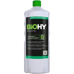 BiOHY Spülmittel (1l Flasche) | Frei von schädlichen Chemikalien & biologisch abbaubar | Glanz- & Fettlöseformel
