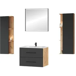 Badmöbel Set LUX mit Keramikwaschbecken und 2x Seitenschrank