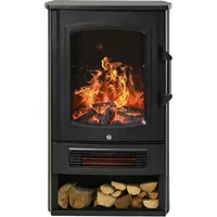 Homcom - Elektrokamin E-Kamin mit Flammeneffekt Thermostat Kaminofen 1000 W/2000 w, 20–25 qm, Schwarz 44,5x32,1x74 cm