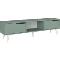 [en.casa] En.Casa, TV Möbel, Fernsehschrank Kullila 160x35x40 cm Grün/Weiß