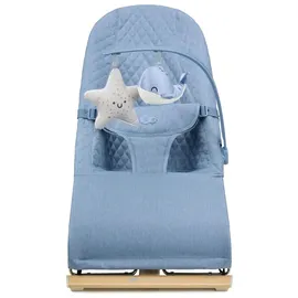 Kinderkraft MIMI NORDIC BREEZE Babywippe, Spielbügel mit 2 Spielzeuge, verstellbare Rückenlehne, Weiches Material, Minimalistische Skandinavisches Design, Zusammenklappbar, Blue
