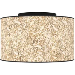 EGLO Deckenleuchte "BUTTERBURN", schwarz (schwarz beige, grün), Ø 38,00cm H: 23,50cm, Lampen, Deckenleuchte, Wohnzimmerlampe mit getrockneten Birkenblättern, Ø 38cm