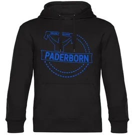 multifanshop Kapuzensweatshirt Paderborn Meine Fankurve Druck Blau Schwarz L
